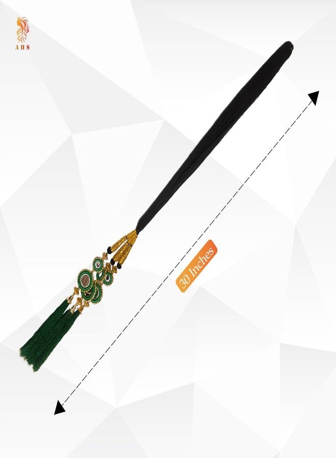 AHS Hair Accessory Braid Tassles Hair Extension Choti Women's Patiala Shahi Paranda Parandi Traditional (Parandi Green Mirror) - Image 4